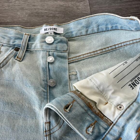 RE/DONE Mid Rise Boy Short Denim Cutoff Shorts Ranch Water Faded Wash Sz 26 EUC - Picture 12 of 16